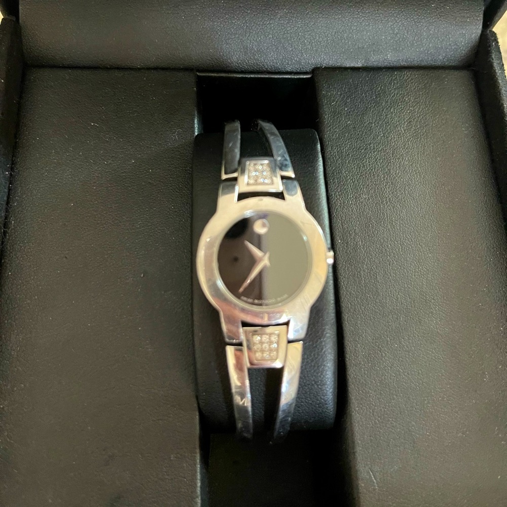 Sterling silver and diamond movado